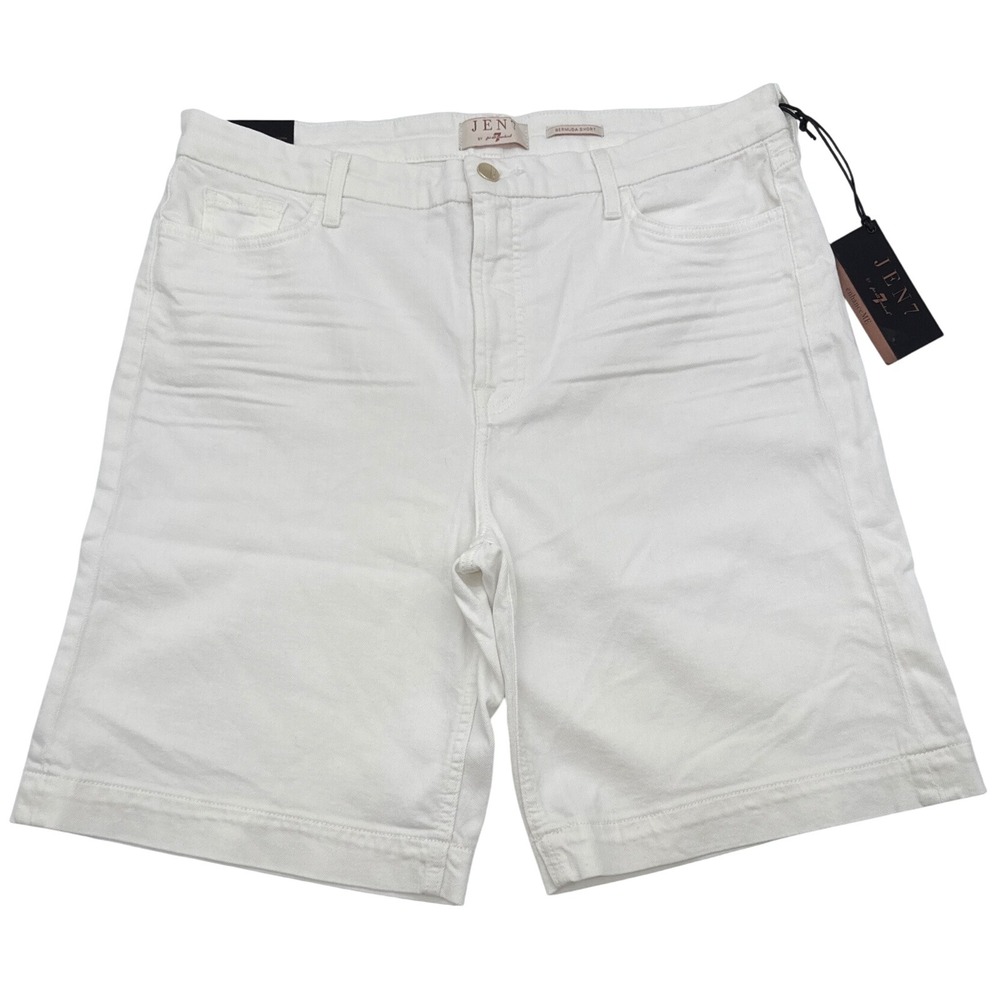 JEN7 7 For All Mankind Bermuda Shorts White Denim Sculpting Panel Plus Size‎ 18